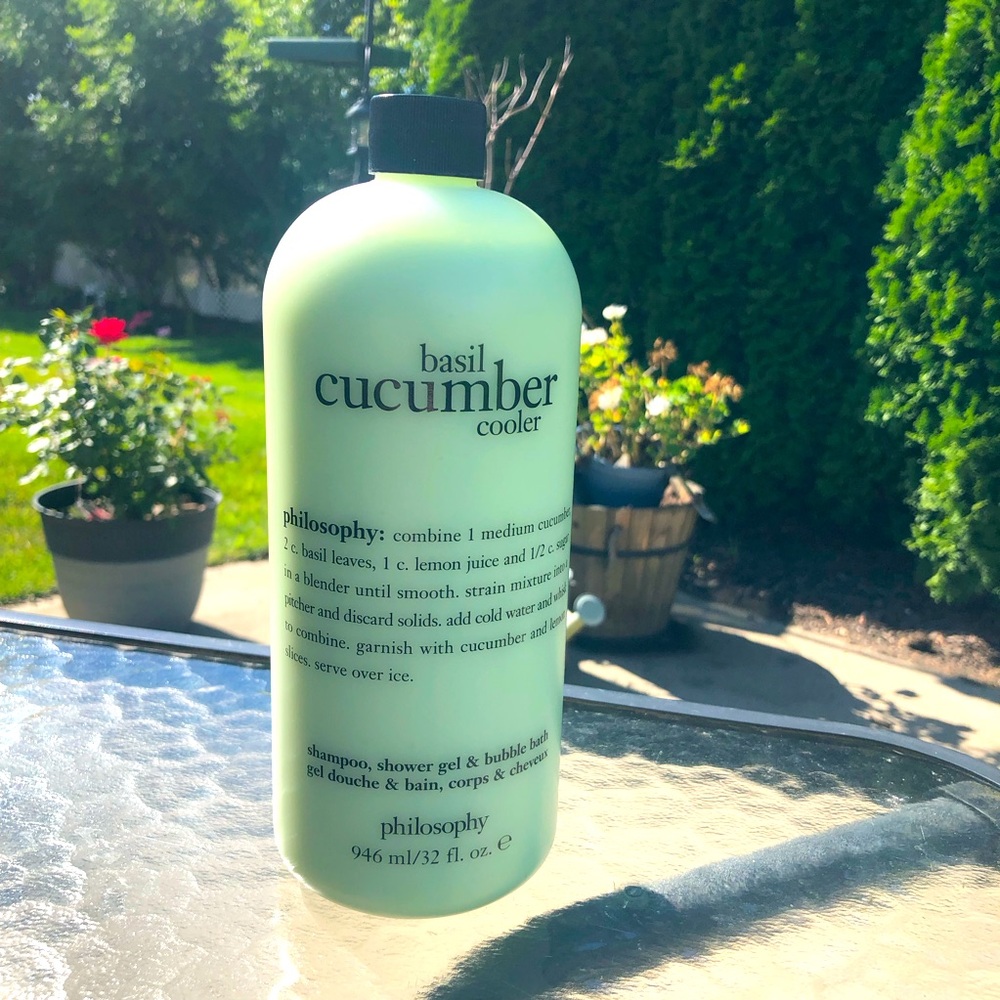 Philosophy Basil Cucumber Cooler Shampoo, Shower Gel & Bubble Bath - 32 oz.  New